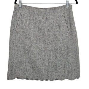 Talbots Grey Wool Tweed Herringbone Mini Skirt Size 6
